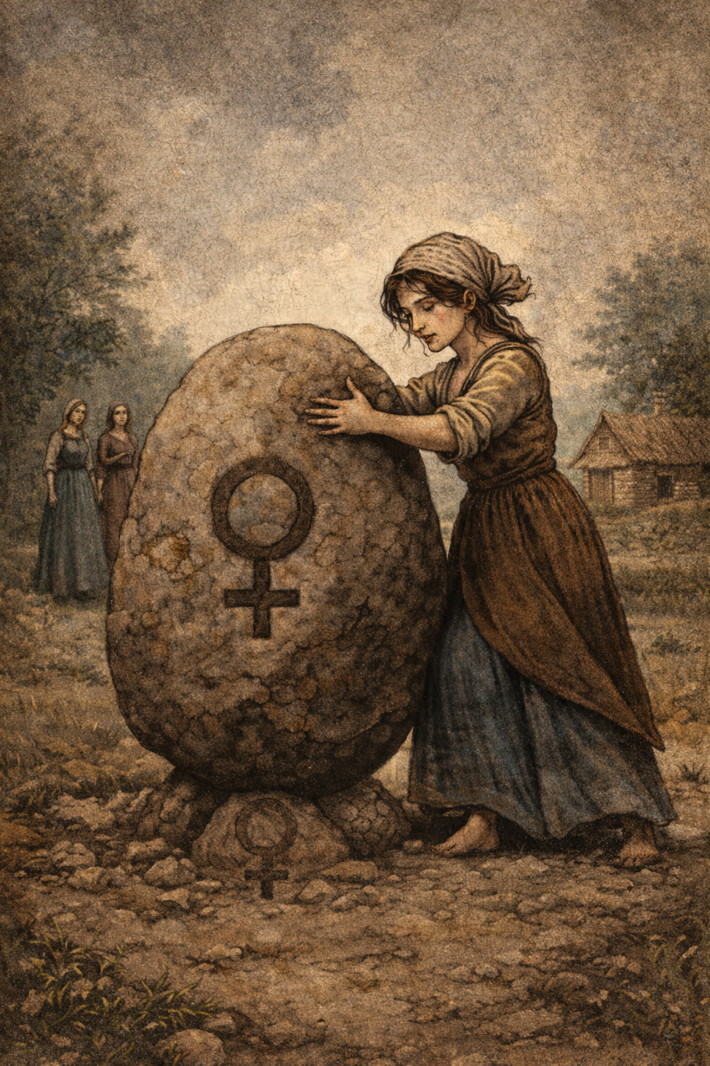 Piedra con símbolo femenino